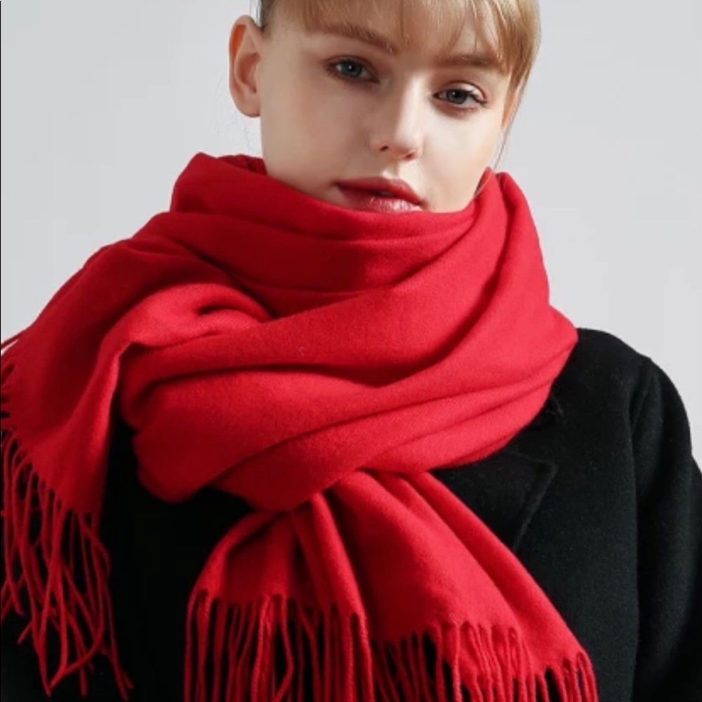 Burberry Lux cozy red cashmere scarf .55 in by 12 in..condition:new like